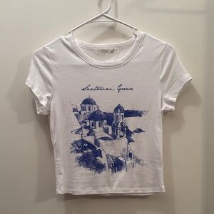 Altar'd State White and Blue Santorini Graphic Tee